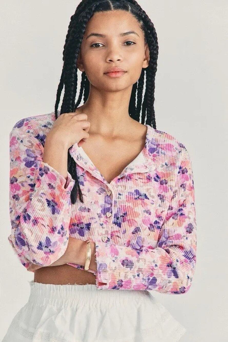 LoveShackFancy Glasgow Crop Cardigan in Mauve Sunset Size S Coquette Love Preppy